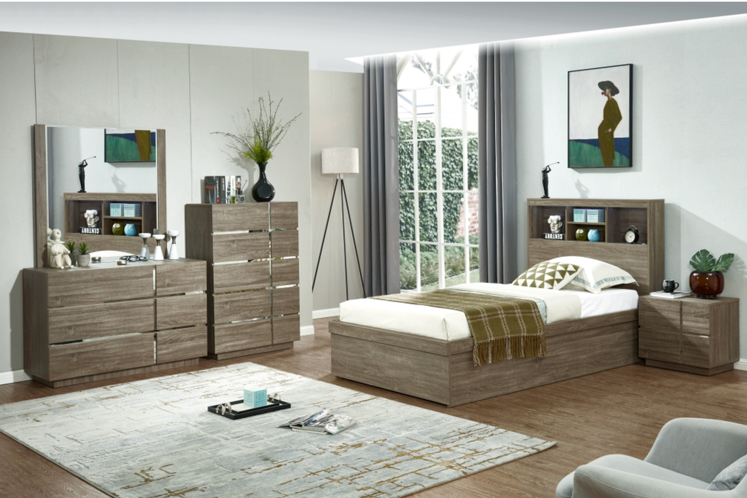 Victoria Bed with Gas Lift Storage, Oak