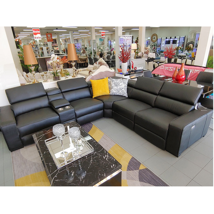 New York 5 Seater Modular Full Leather Corner Lounge