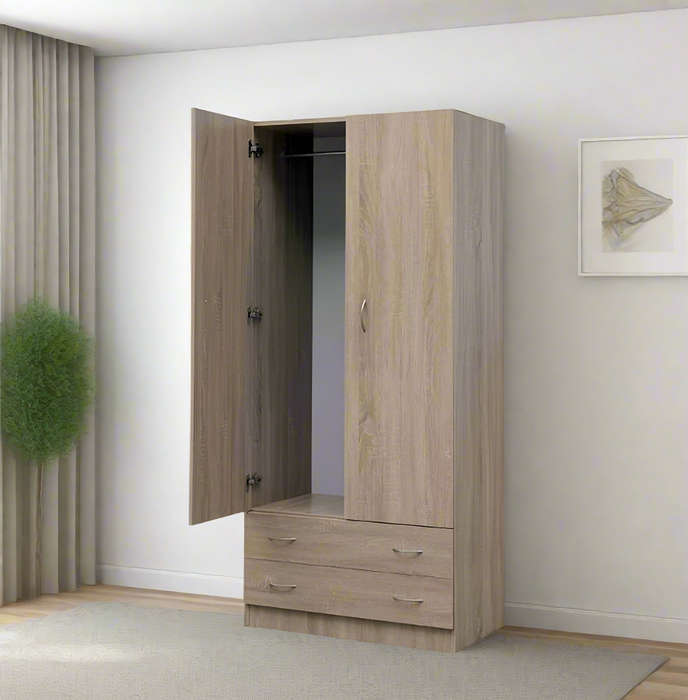 Mission 2 Drawer Robe Light Oak
