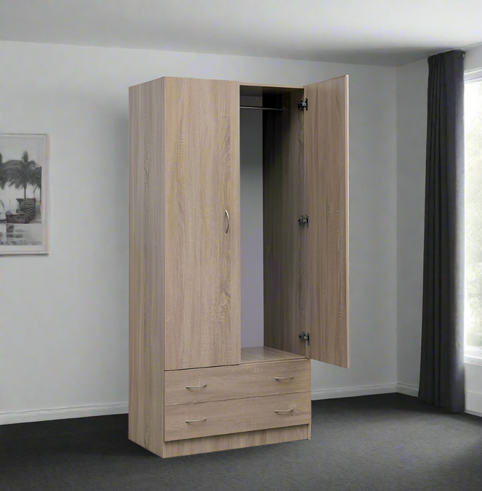 Mission 2 Drawer Robe Light Oak