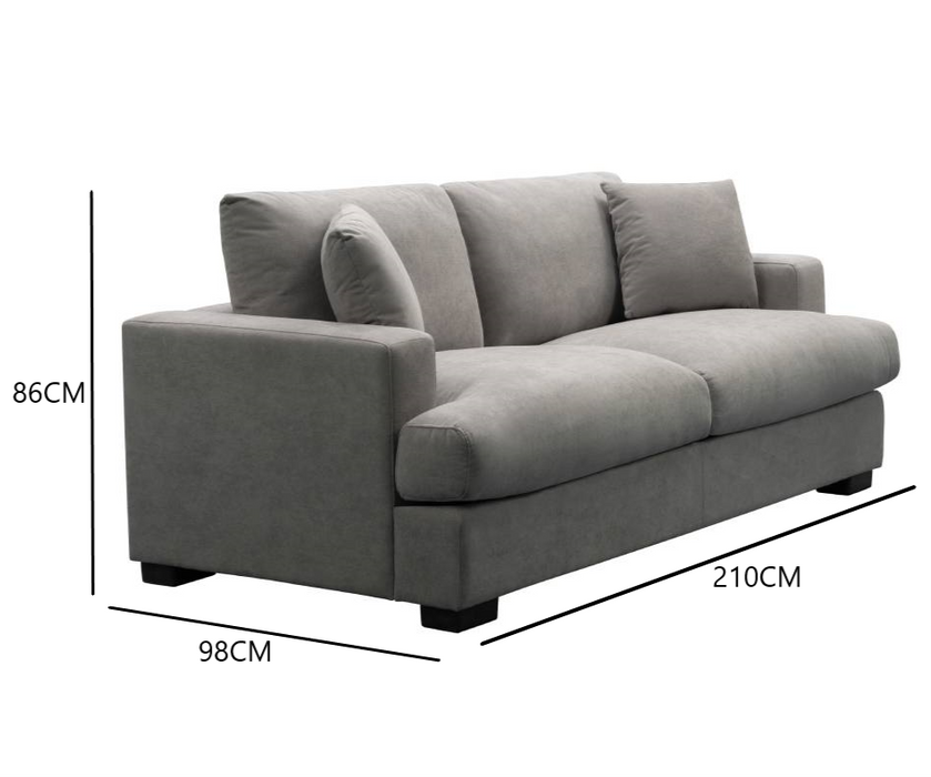 Hasting 2.5 Seater Upholstered Sofa - Light Grey