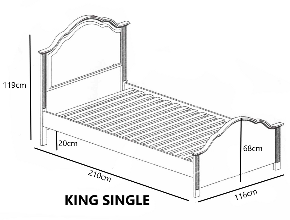 Sonia White Timber Bed Frame - Options: Size