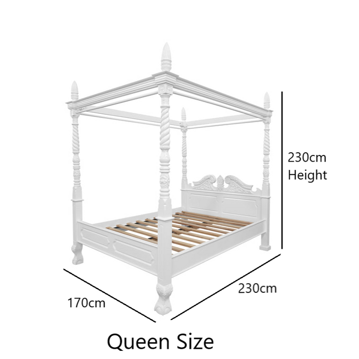 Jepan 4 Poster Bed - White