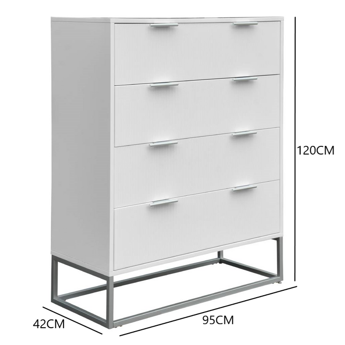 4 Drawer Arlington White Tallboy