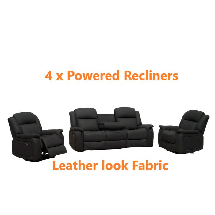 Intra 3-Piece Fabric Powered Recliner Lounge Suite