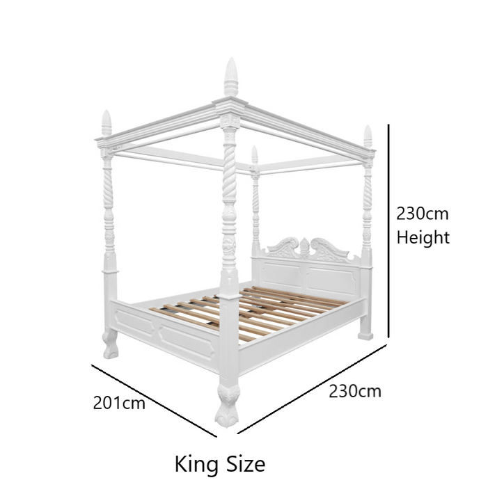Jepan 4 Poster Bed - White