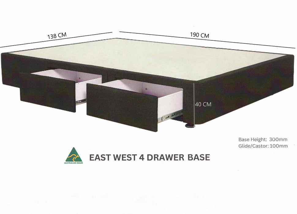 East West 4 Drawer Double Base, 138 x 190CM