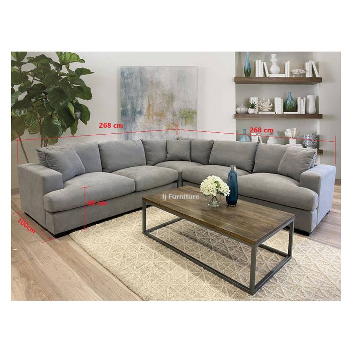 Harvard 5 Seater Corner Lounge - Light Grey
