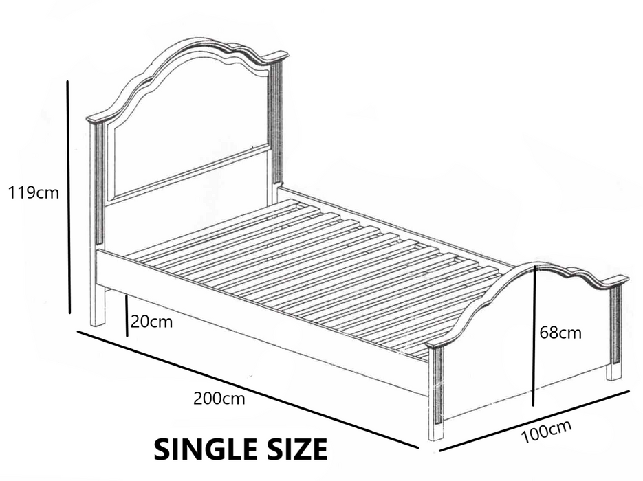 Sonia White Timber Bed Frame - Options: Size
