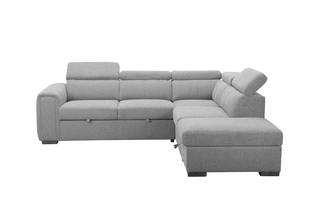 Linden 5 Seater Fabric Sofa Bed with Chaise Light Grey