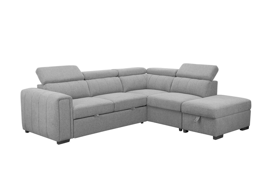 Linden 5 Seater Fabric Sofa Bed with Chaise Light Grey
