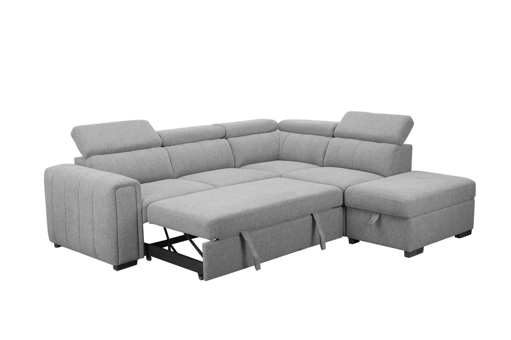 Linden 5 Seater Fabric Sofa Bed with Chaise Light Grey