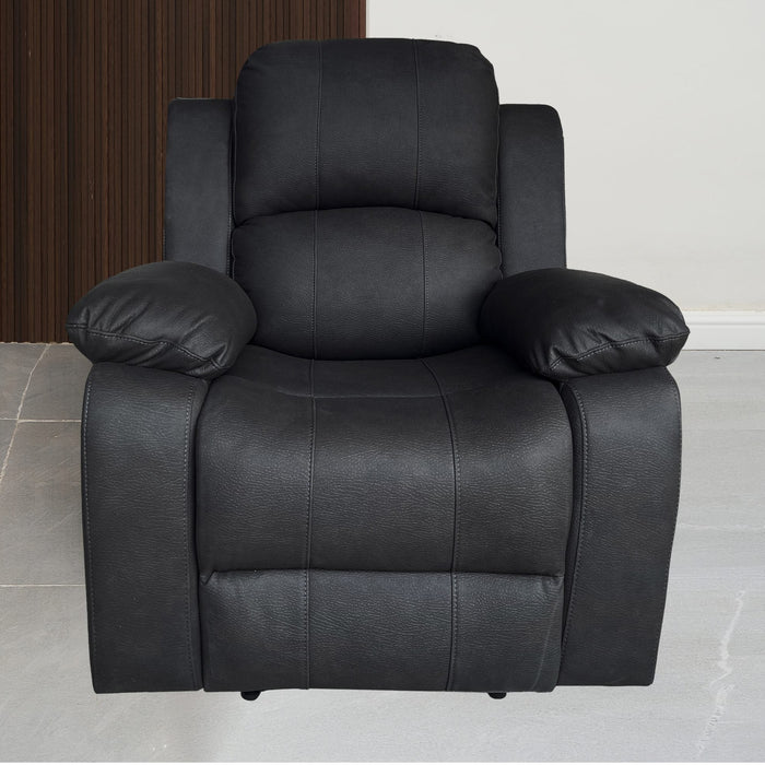 Boston Leather Look Fabric Manual Recliner Black