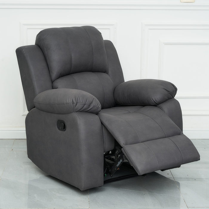 Valor Leather Look Fabric Armchair Manual Recliner Charcoal