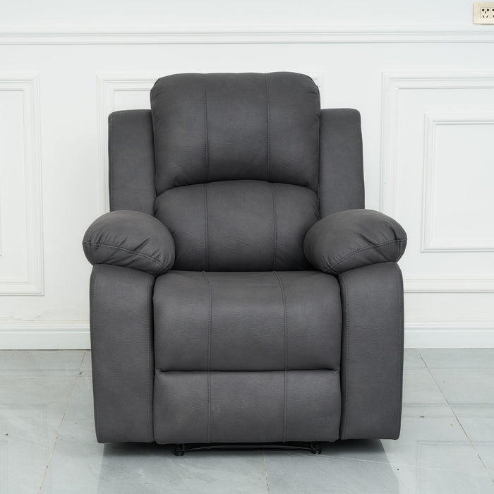Boston Leather Look Fabric Armchair Manual Recliner Charcoal