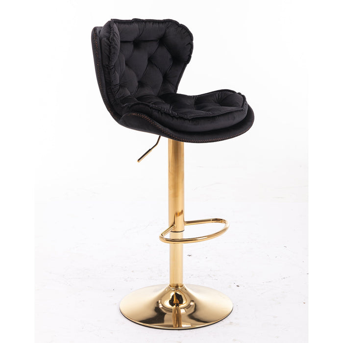 Plush Velvet Black Bar Stool