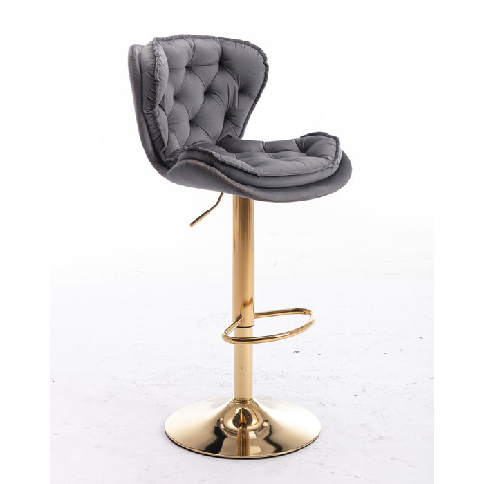 Plush Velvet Black Bar Stool