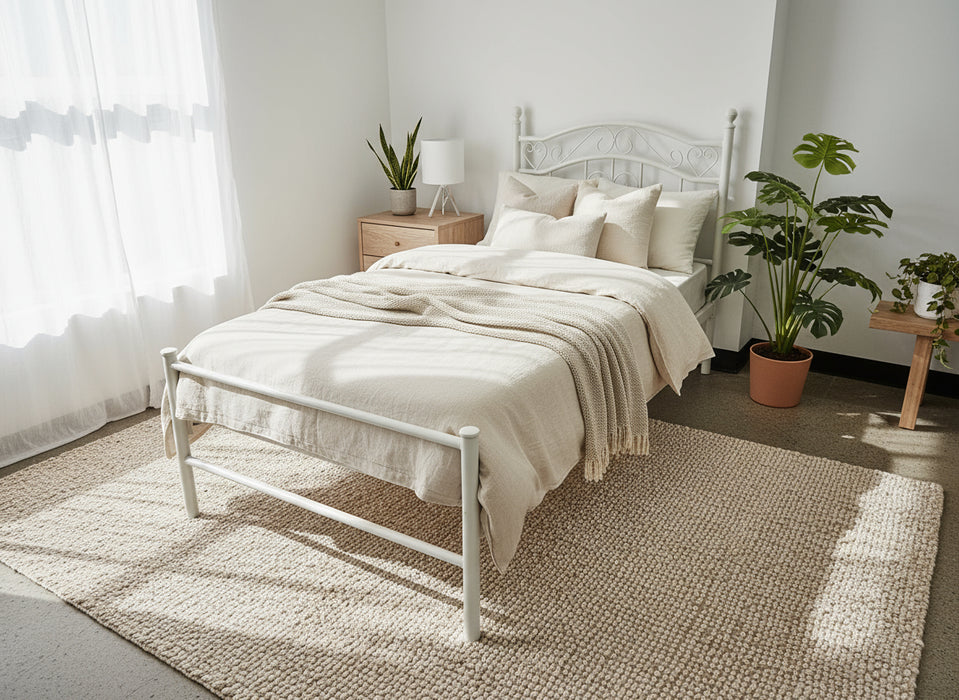 White Bianca Metal Platform Bed - Options: Size