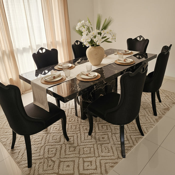 Carmela 7 Piece Marble Dining Table & Chair Set