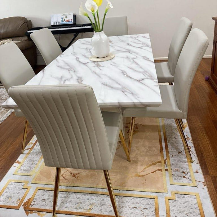 Ashton 1.8m Marble Dining Table - Light Grey