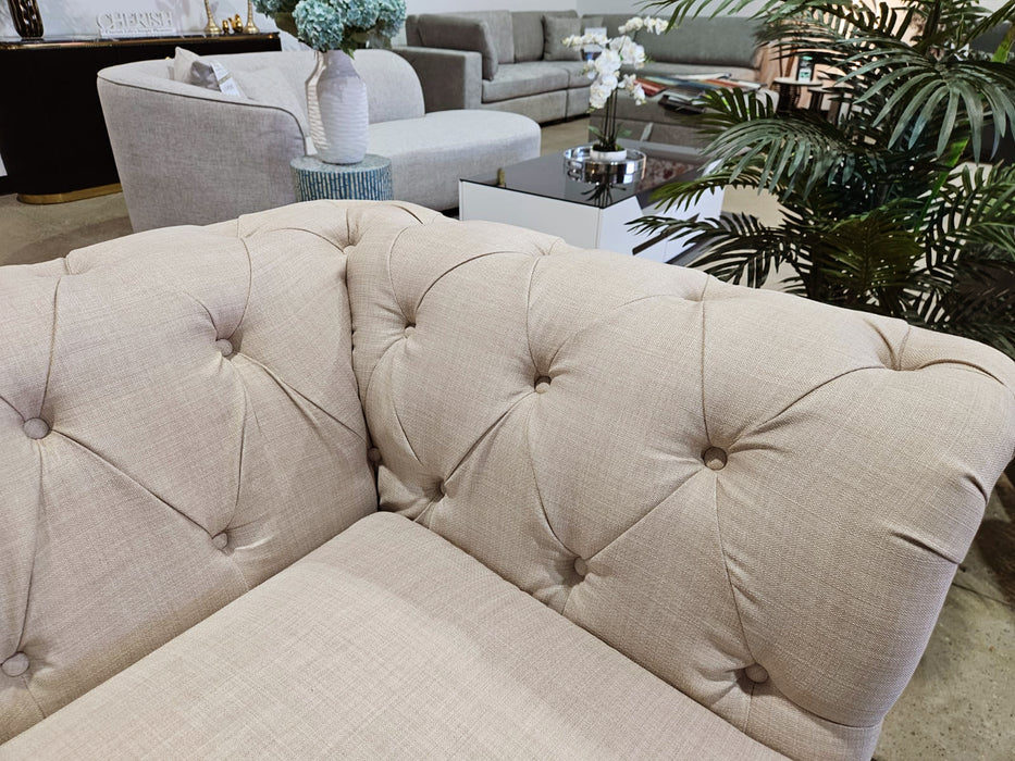 Louis Chesterfield Armchair, Beige