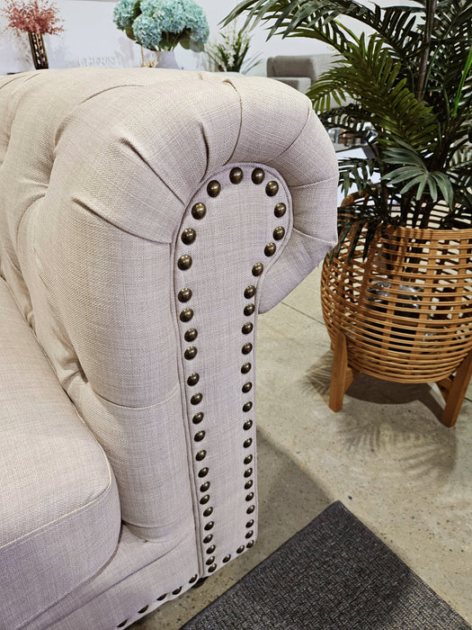 Louis Chesterfield Armchair, Beige