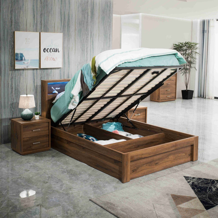 London Timber Bed Frame - Rustic Brown