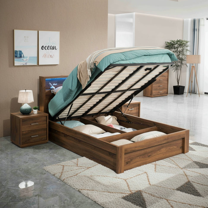 London Timber Bed Frame - Rustic Brown