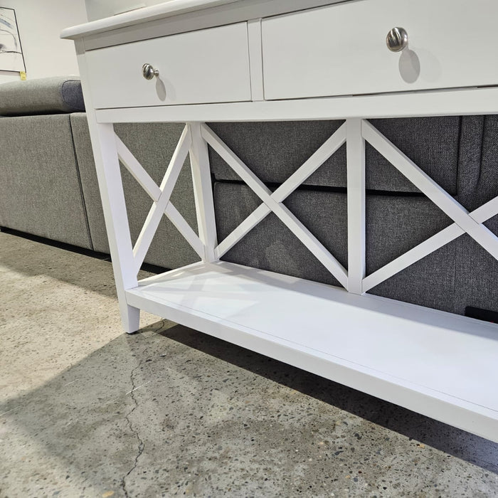 Hampton 1.76m Console Entryway Table - White