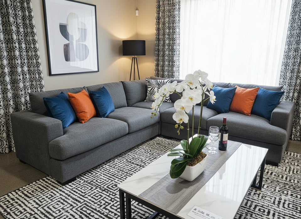 Harvard 5 Seater Corner Lounge - Dark Grey
