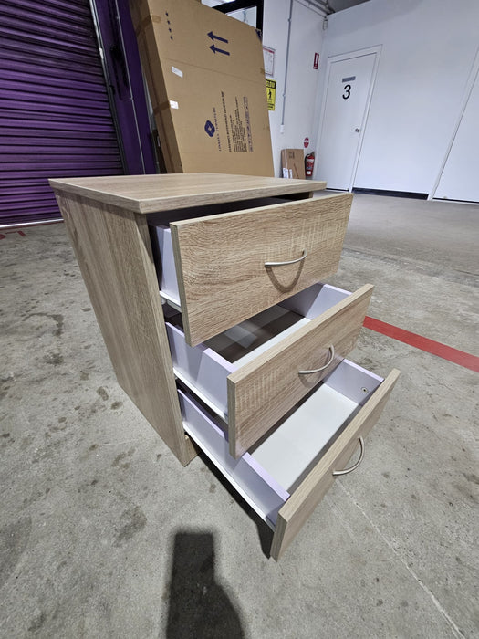 Mission 3 Drawers Bedside Table - Light Oak