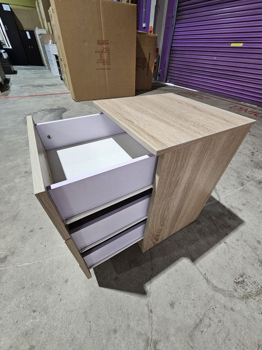 Mission 3 Drawers Bedside Table - Light Oak