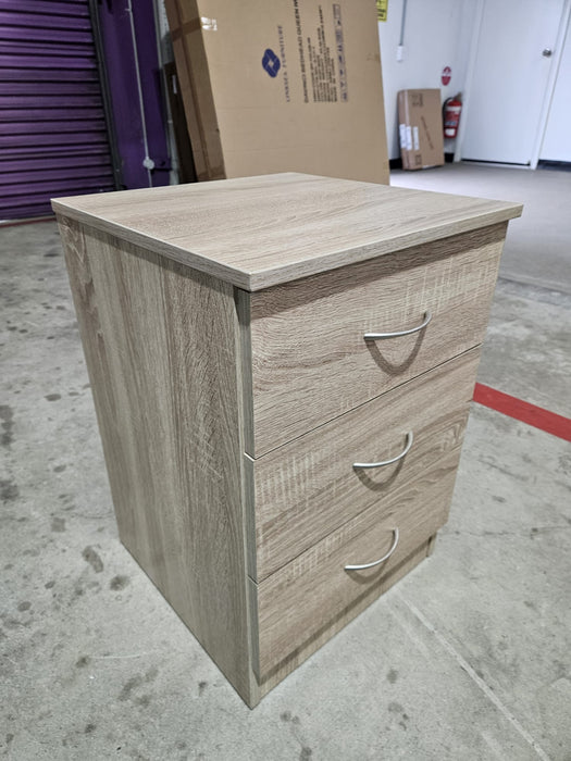 Mission 3 Drawers Bedside Table - Light Oak