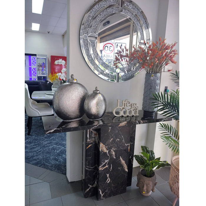 Carmela 1.3m Marble Console Table - Espresso Black