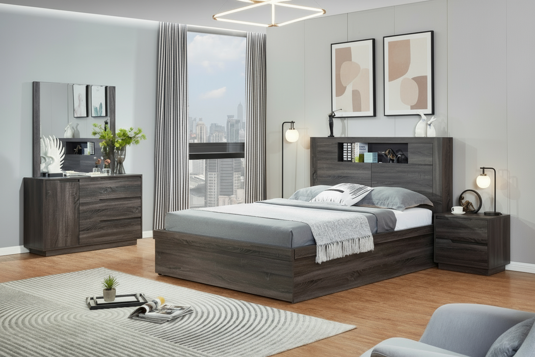 Rebecca Gas Lift Bed - Charcoal