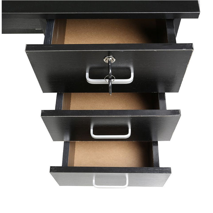 Vina Black 3 Drawer Study Desk 120cm