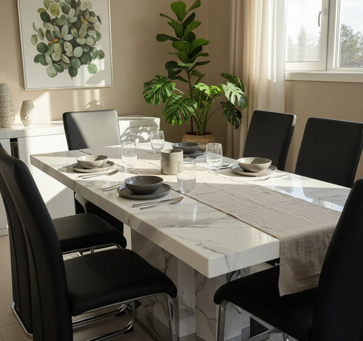 Carmela 7 Piece Marble Dining Table & Chair Set