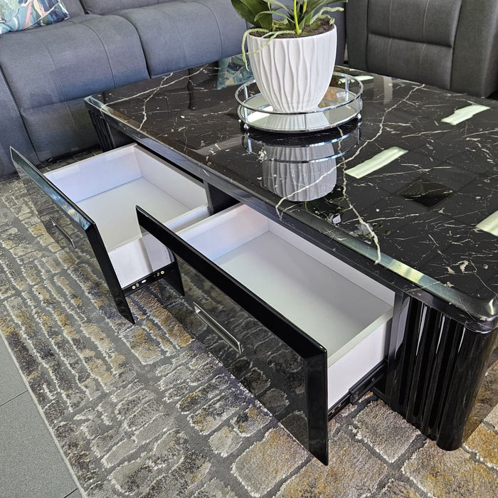 Madrid 1.3m Marble Coffee Table - Black