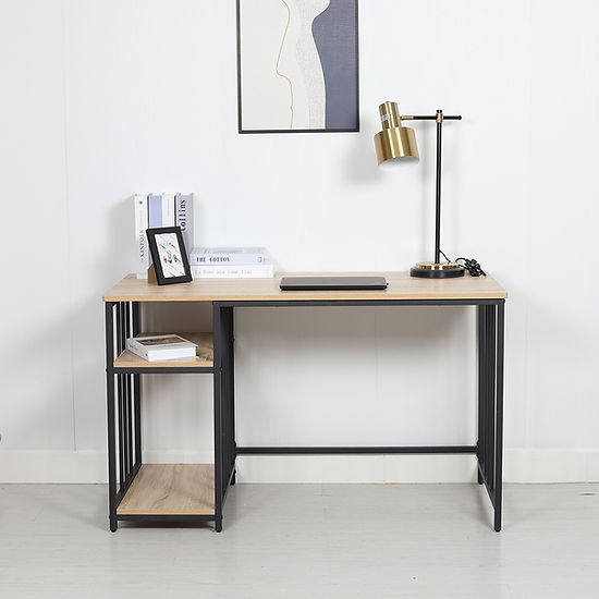 Industrial Style Computer Desk Oak