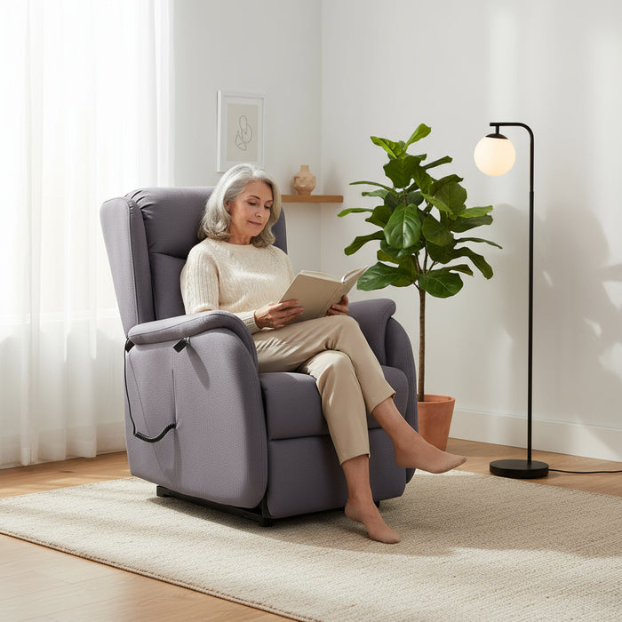 Hobart Electric Lift Up Recliner Armchair with Remote Control Black Ash
