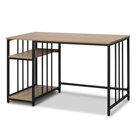 Industrial Style Computer Desk Oak