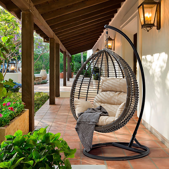 Shena Outdoor Rattan Hanging Swing Chair Brown