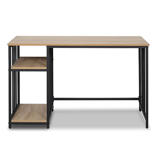 Industrial Style Computer Desk Oak