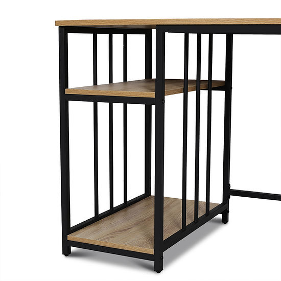 Industrial Style Computer Desk Oak