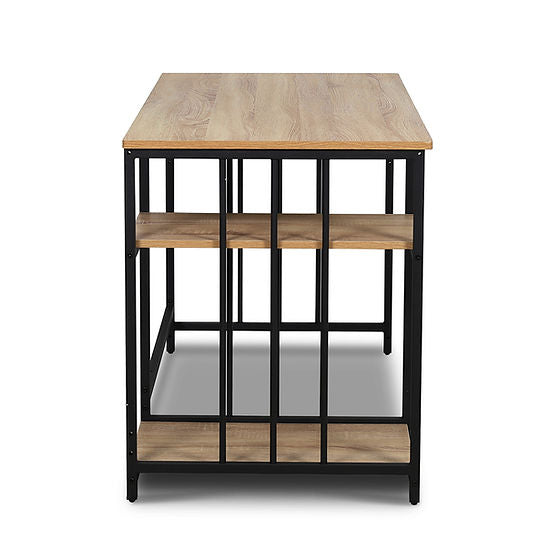 Industrial Style Computer Desk Oak