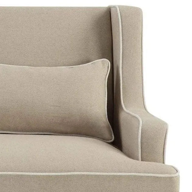 2 Seater Natural Bondi Hamptons Sofa with White Piping