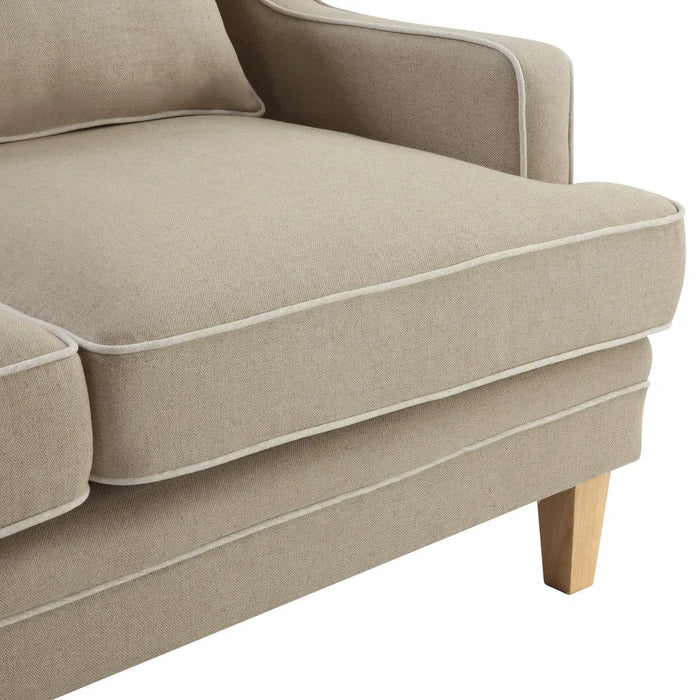 2 Seater Natural Bondi Hamptons Sofa with White Piping