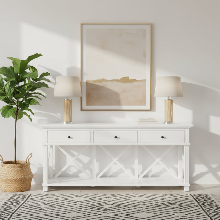 Sorrento White Hampton 3 Drawers Console Table