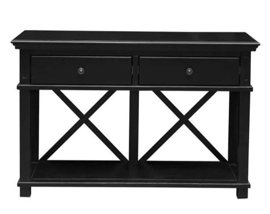 Hamptons 2 Drawer Hallway Table, Black
