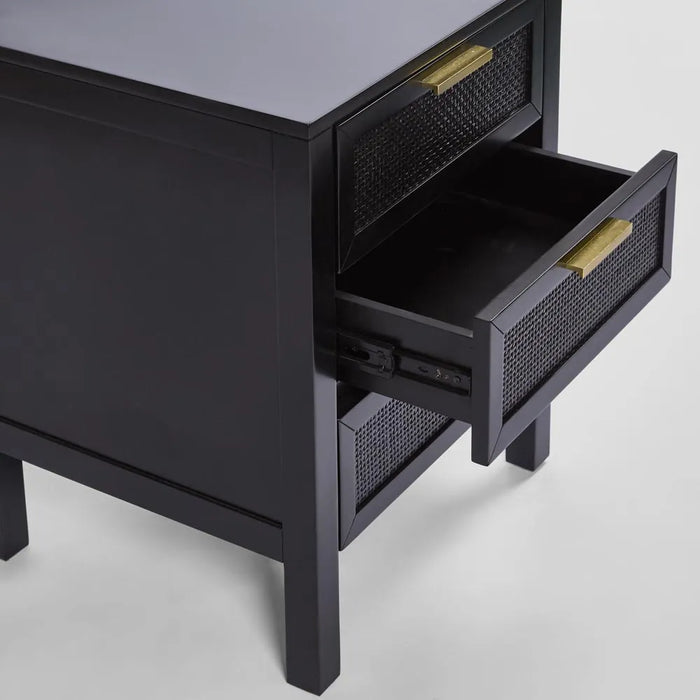 Santorini 3 Drawer Bedside Black